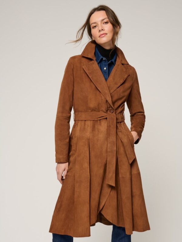 Alicia Suede Leather Coat