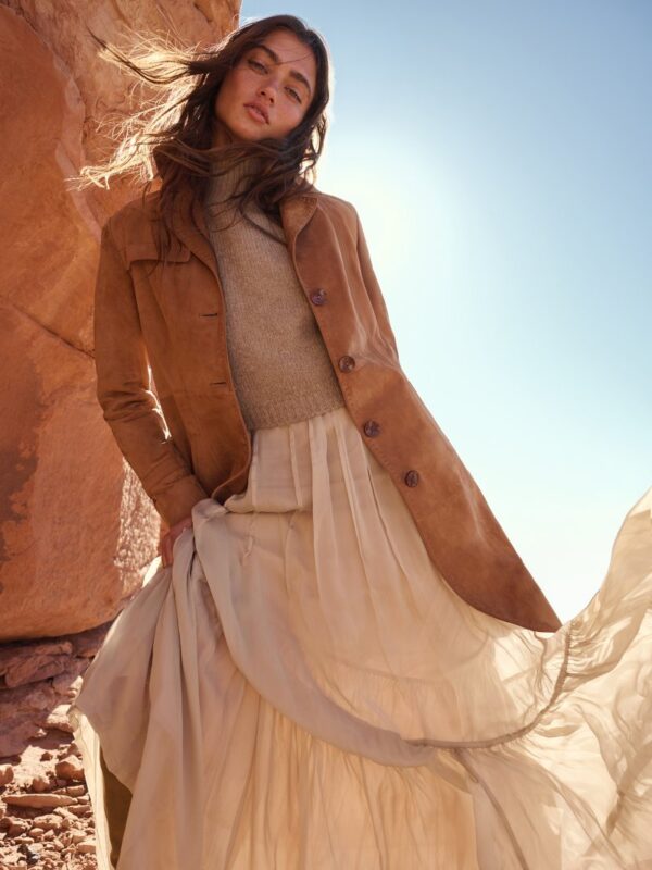 Mia Suede Leather Trench Coat